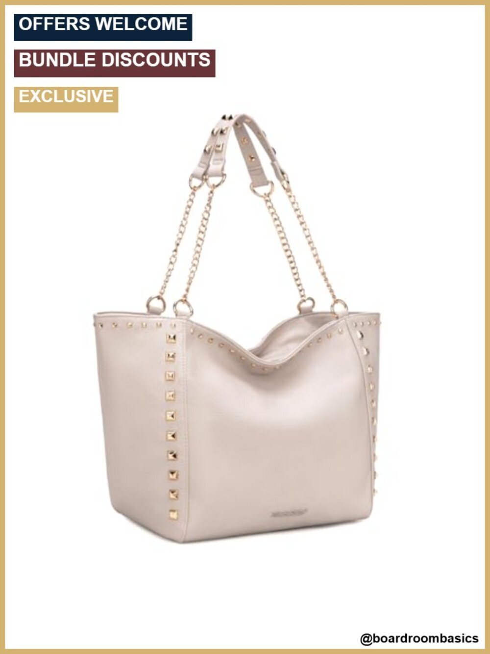 Large Vegan Leather Tote Bag with Chain Handles Hobo Shoulder Purse